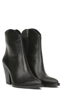 Botín ASH Judy de piel negra con tacón cuadrado – Elegancia que se impone
