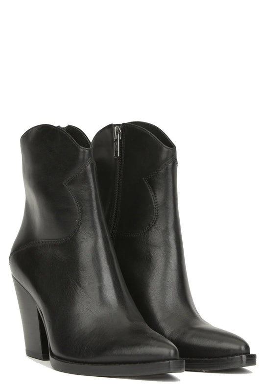 Botín ASH Judy de piel negra con tacón cuadrado – Elegancia que se impone