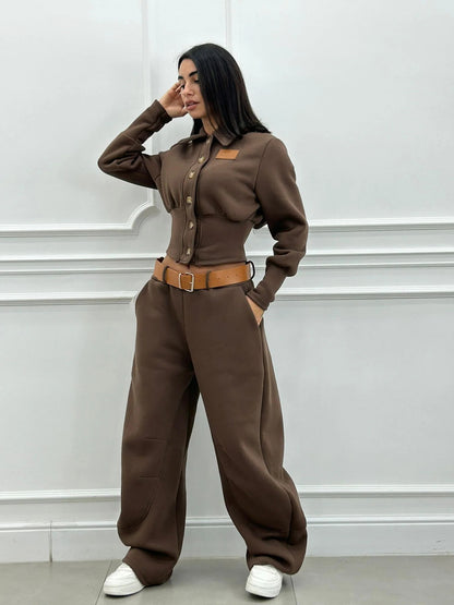 Conjunto Chándal Camisa con Ecopiel