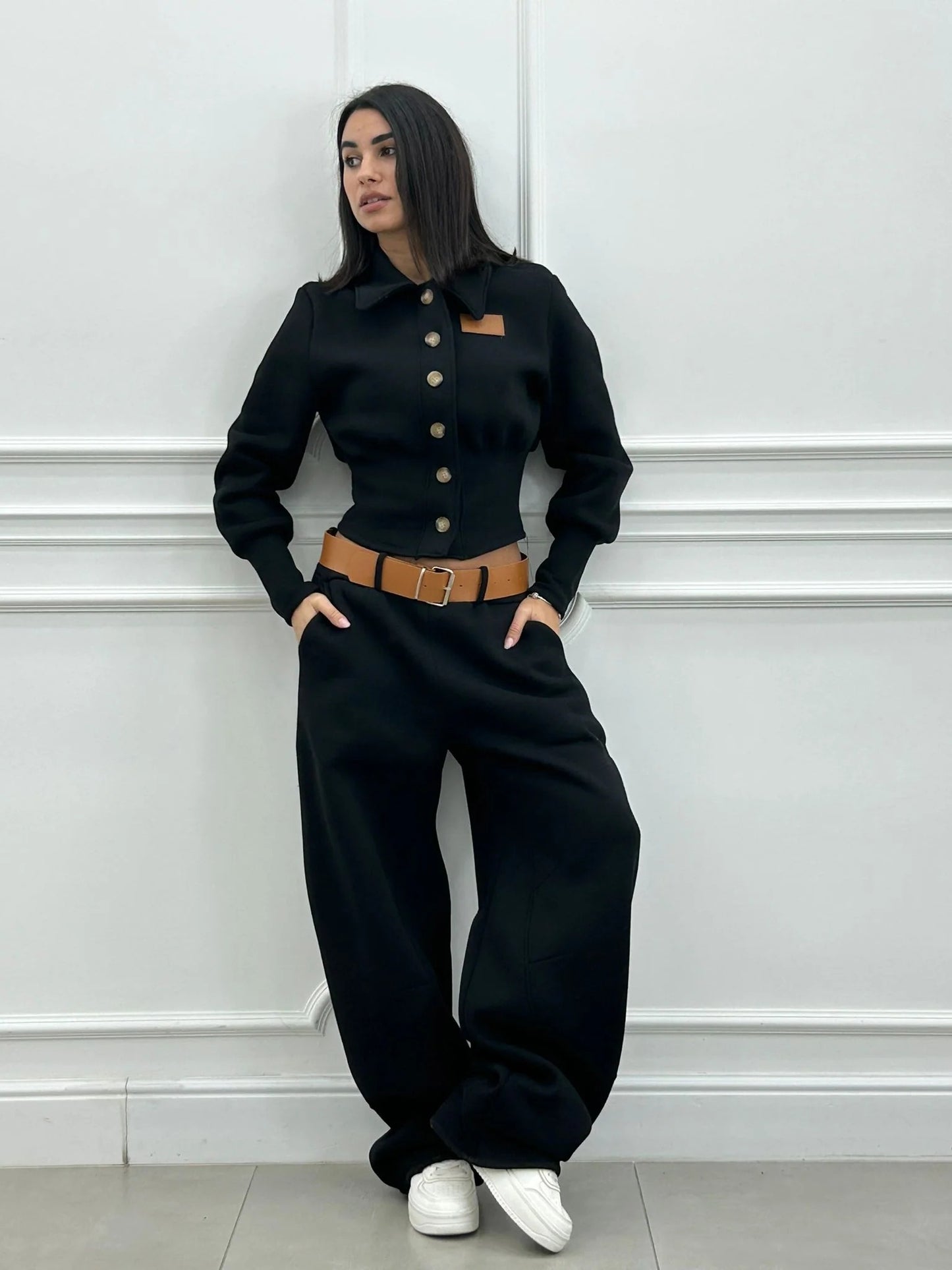 Conjunto Chándal Camisa con Ecopiel