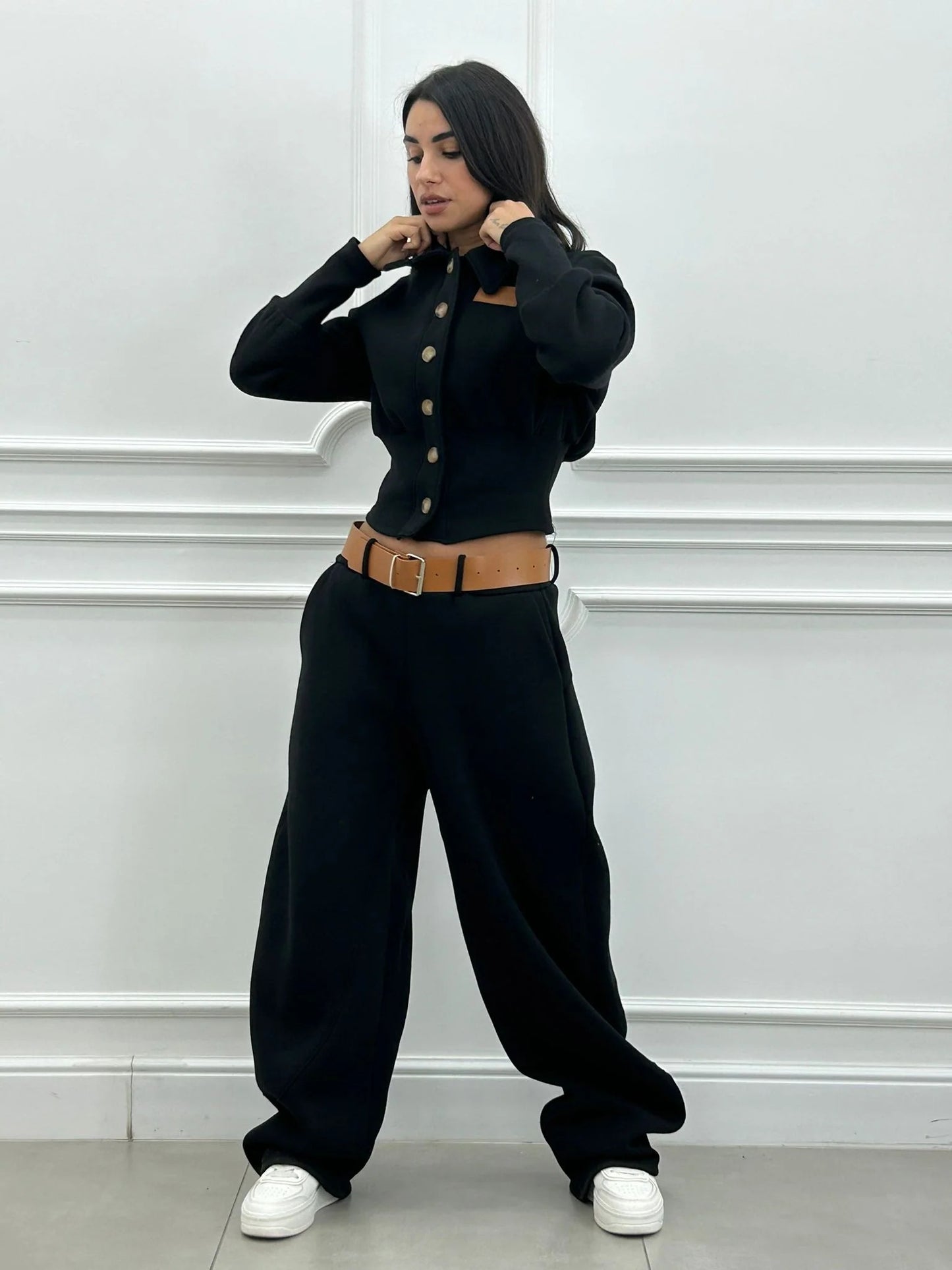 Conjunto Chándal Camisa con Ecopiel